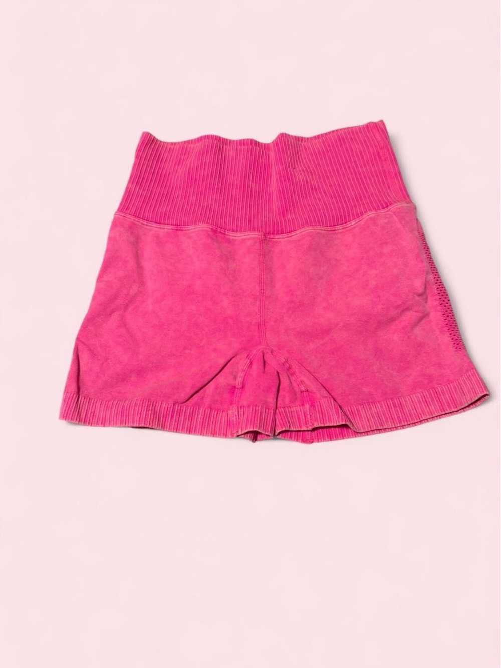 Zenana Outfitters Hot Pink High-Waist Ribbed Shorts